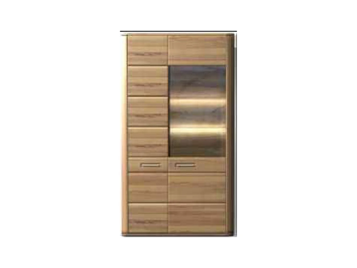 Vitrine combinée en chêne blanchi huilé - Longueur 107 x Hauteur 209 x Profondeur 38 cm