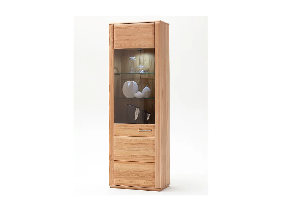 Vitrine gauche coloris hêtre huilé - Longueur 107 x Hauteur 209 x Profondeur 38 cm