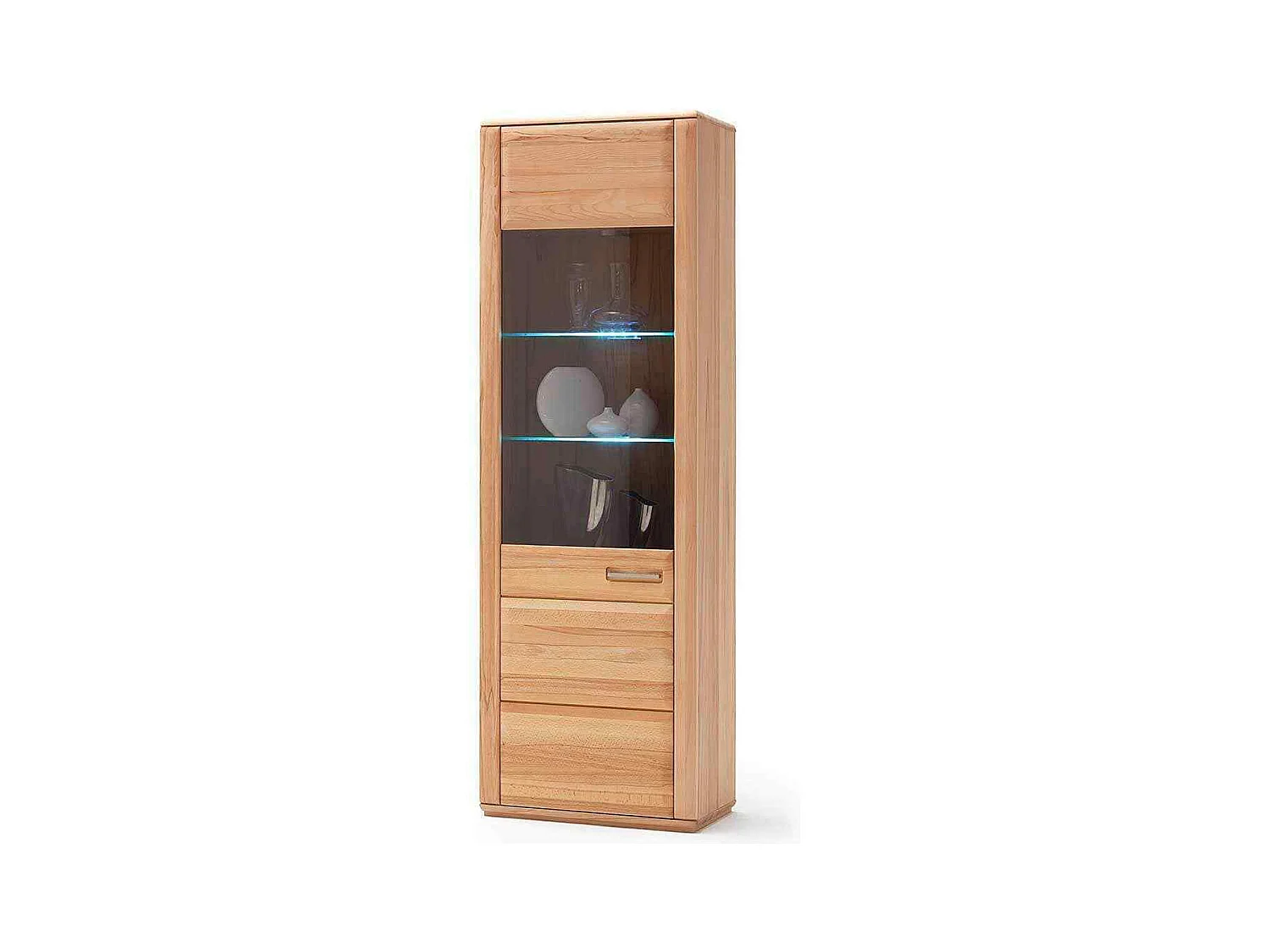 Vitrine gauche coloris hêtre huilé - Longueur 107 x Hauteur 209 x Profondeur 38 cm