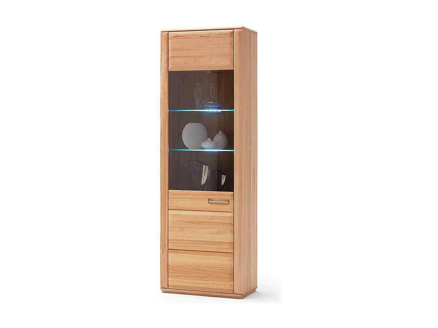 Vitrine gauche coloris hêtre huilé - Longueur 107 x Hauteur 209 x Profondeur 38 cm