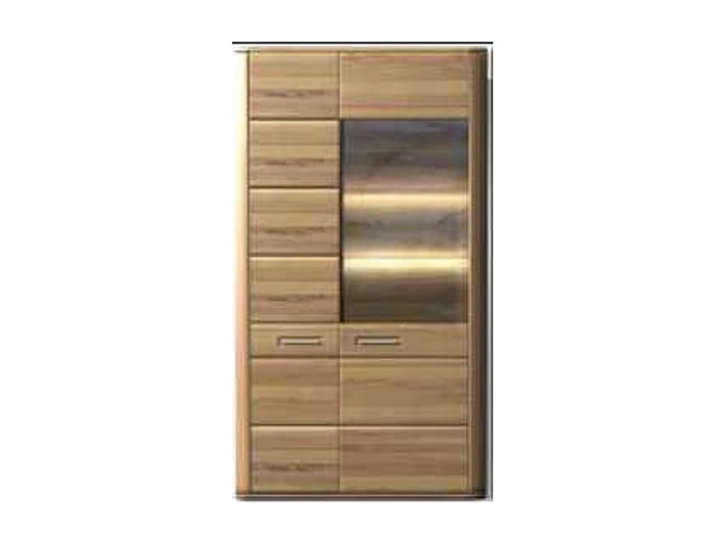 Vitrine gauche en chêne blanchi huilé - Longueur 69 x Hauteur 209 x Profondeur 38 cm