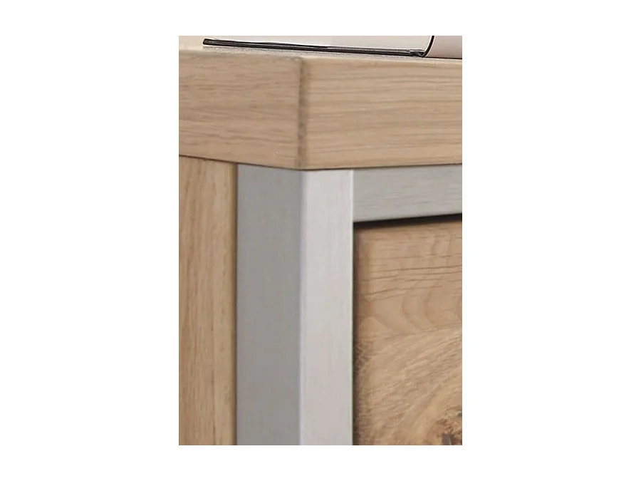 Vitrine murale droite en chêne bianco avec LED - Longueur 94 x Hauteur 120 x Profondeur 39 cm