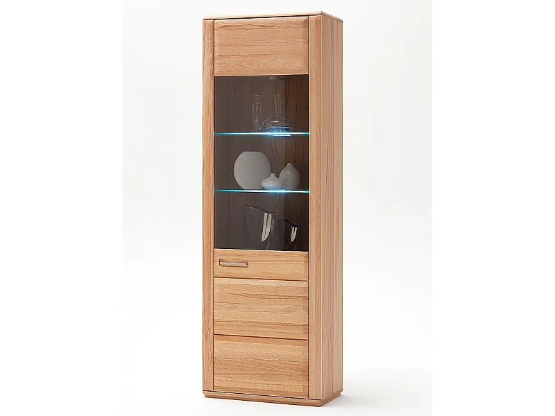 Vitrine droite coloris hêtre huilé - Longueur 107 x Hauteur 209 x Profondeur 38 cm