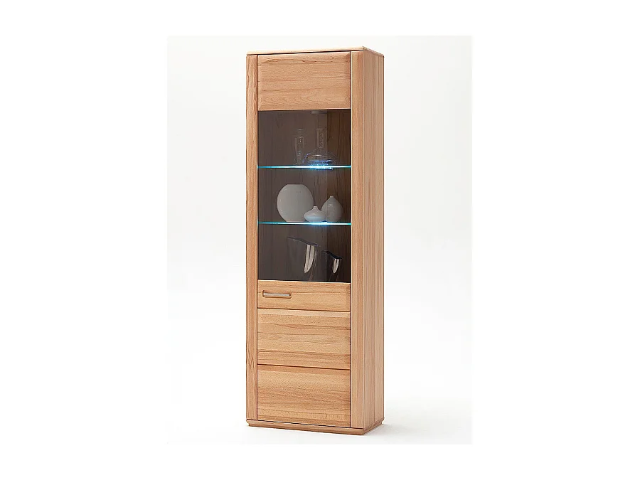 Vitrine droite coloris hêtre huilé - Longueur 107 x Hauteur 209 x Profondeur 38 cm