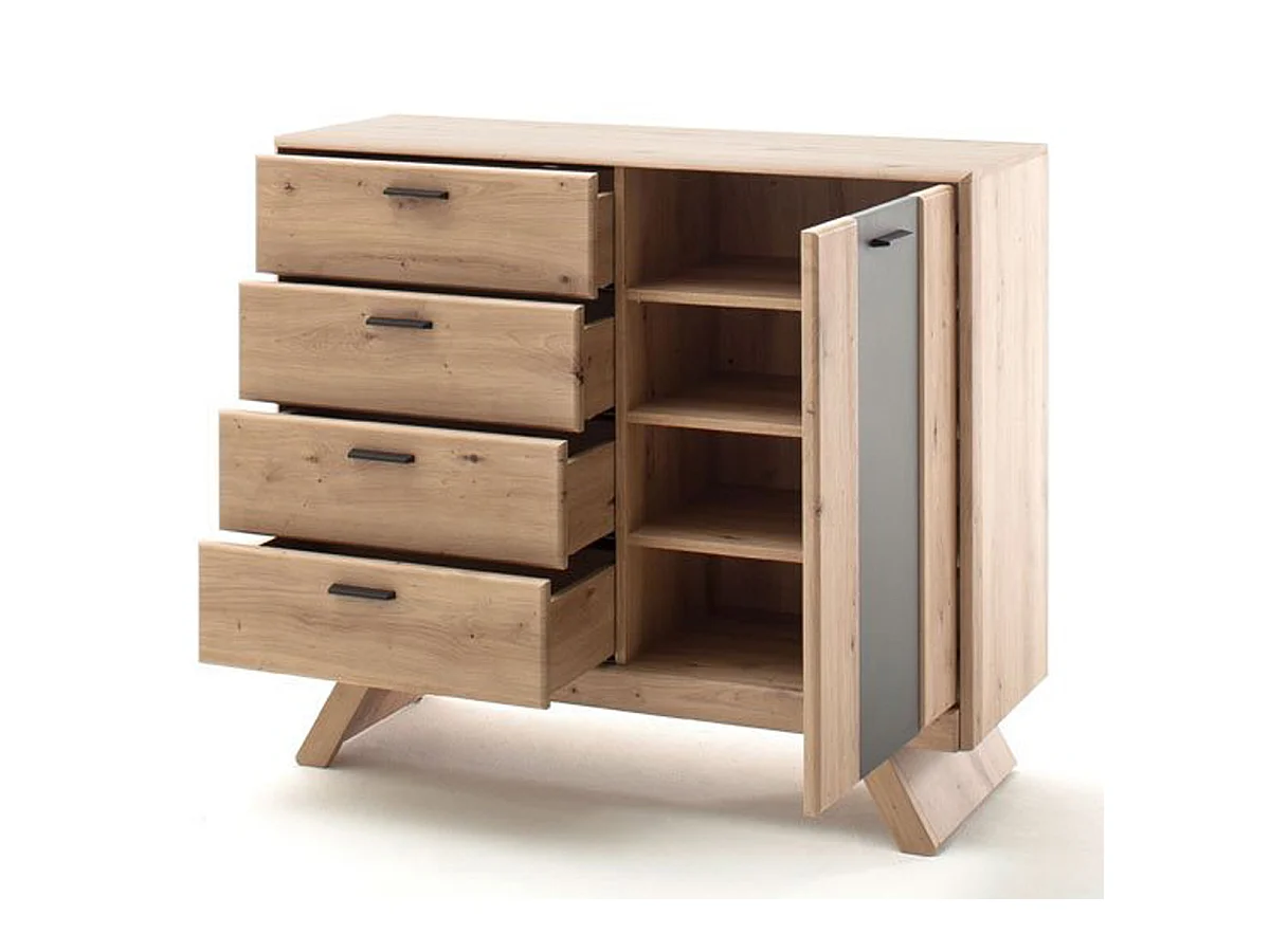 Commode de rangement coloris chêne - Longueur 119 x Hauteur 103 x Profondeur 44 cm