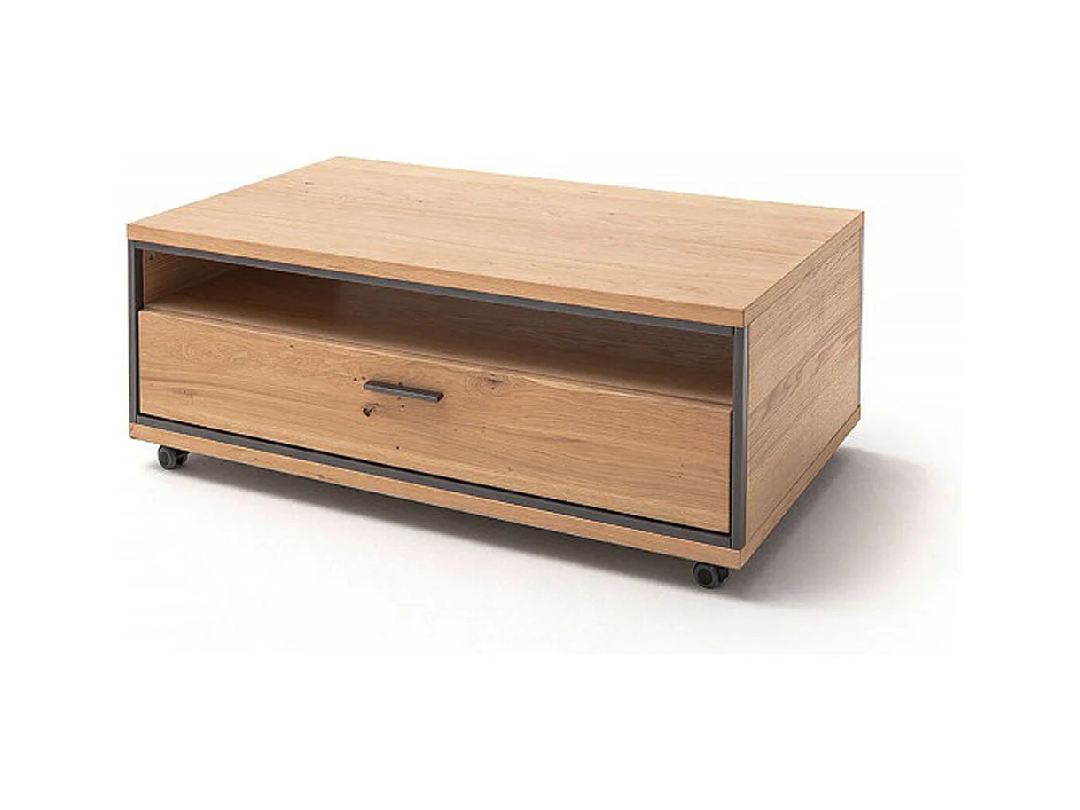 Table basse avec rangements en chêne bianco - L.115 x H.45 x P.70 cm