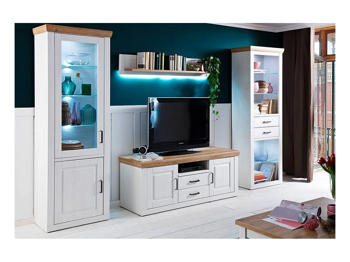 Étagère murale en bois coloris chêne et blanc - L.150 x H.25 x P.22 cm