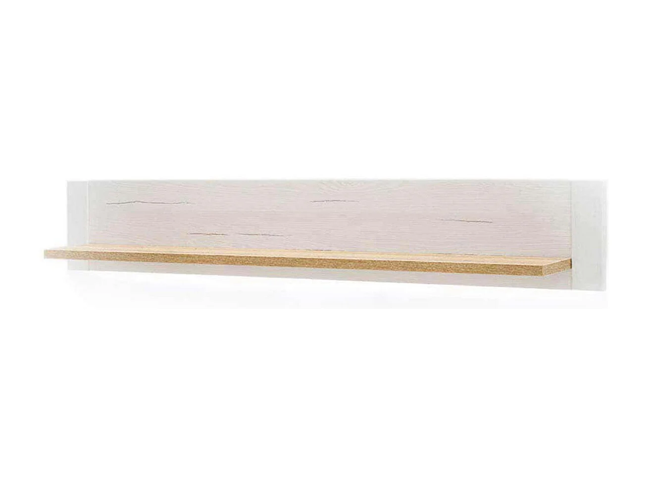 Étagère murale en bois coloris chêne et blanc - L.150 x H.25 x P.22 cm