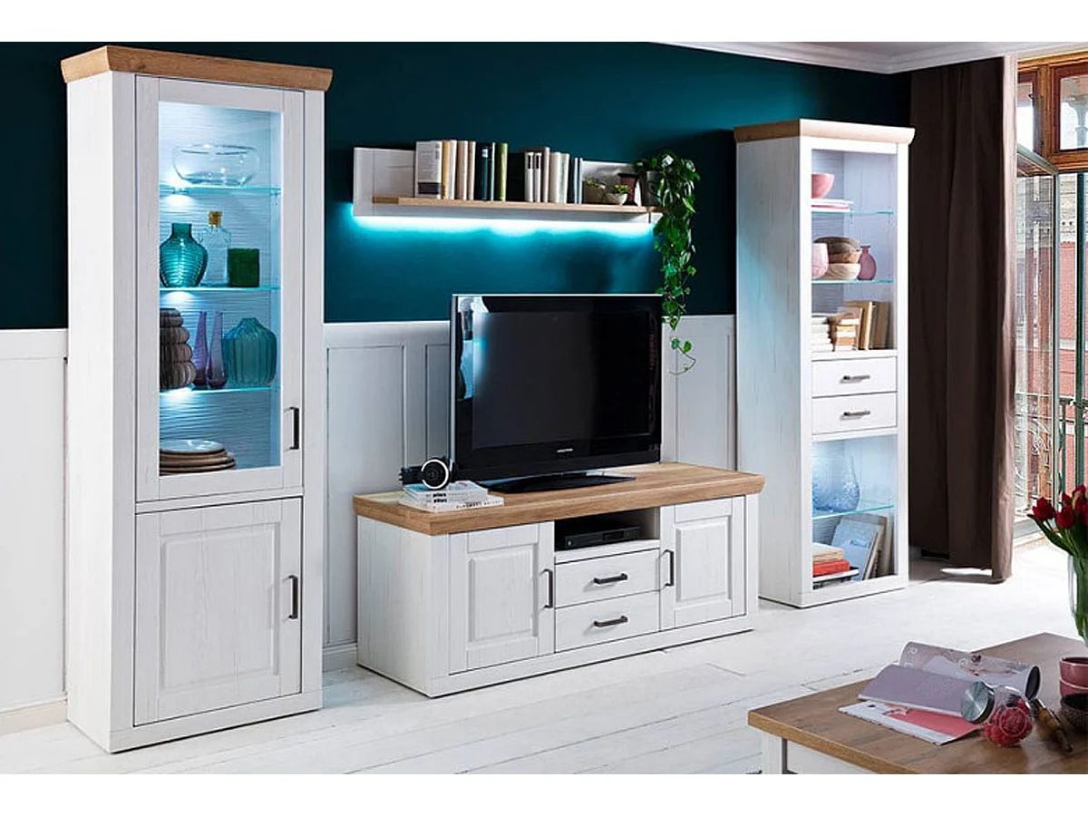 Étagère murale en bois coloris chêne et blanc - L.150 x H.25 x P.22 cm