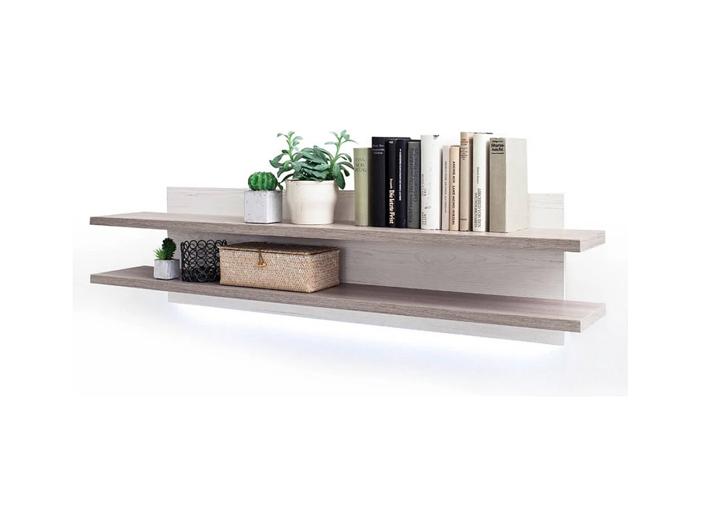 Etagère murale en pin blanc et chêne Nelson - L.140 x H.35 x P.26 cm