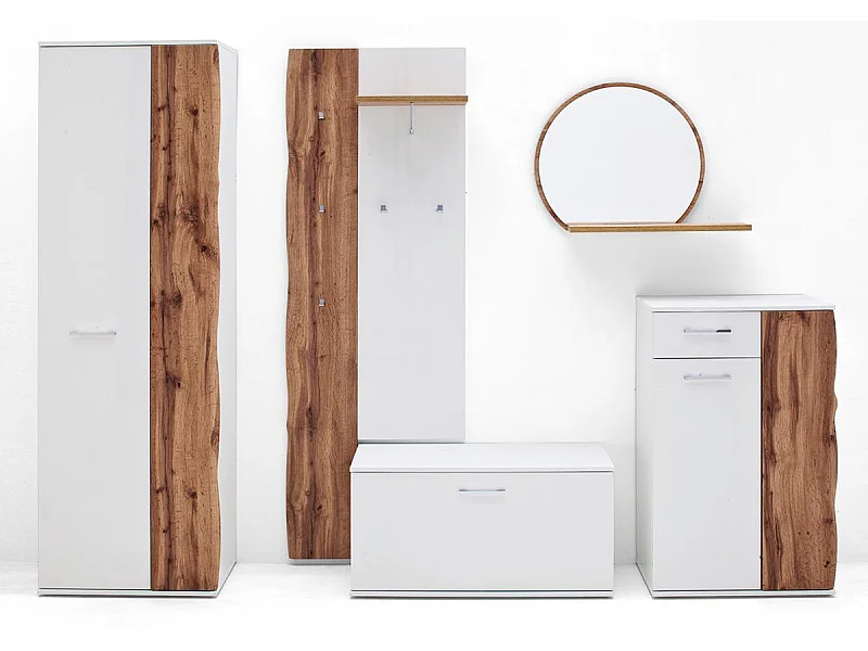 Ensemble de vestiaire complet finition chêne wotan et blanc brillant