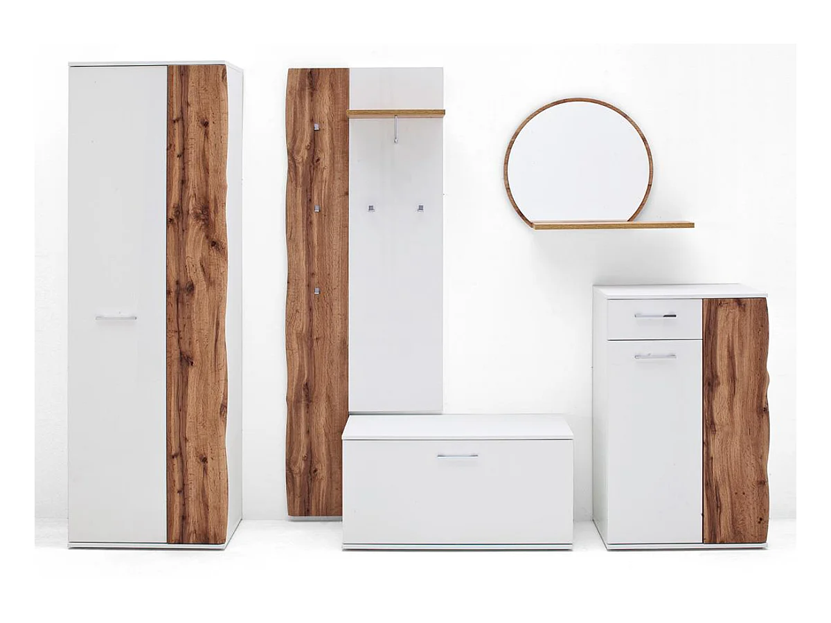 Ensemble de vestiaire complet finition chêne wotan et blanc brillant