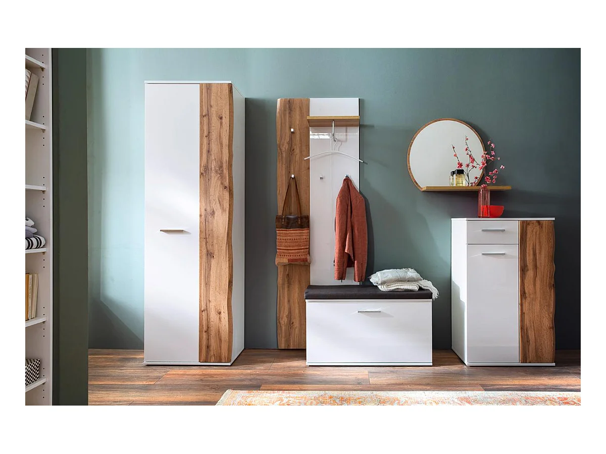 Ensemble de vestiaire complet finition chêne wotan et blanc brillant