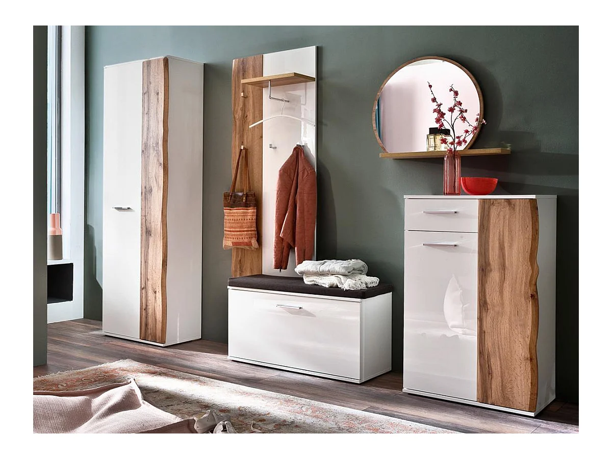 Ensemble de vestiaire complet finition chêne wotan et blanc brillant