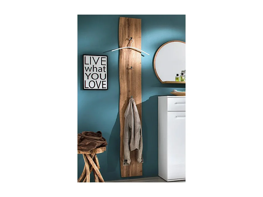 Vestiaire finition laquée coloris chêne wotan - Longueur 27 x Hauteur 196 x Pronfondeur 2 cm