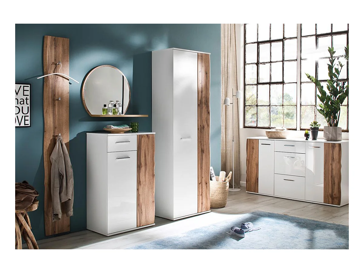 Vestiaire finition laquée coloris chêne wotan - Longueur 27 x Hauteur 196 x Pronfondeur 2 cm