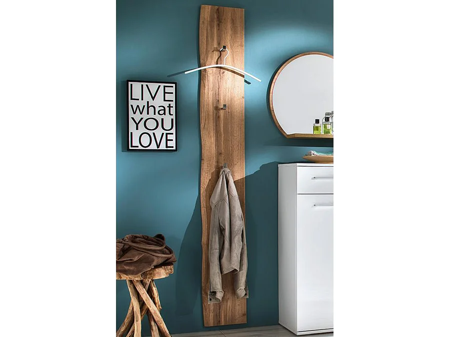 Vestiaire finition laquée coloris chêne wotan - Longueur 27 x Hauteur 196 x Pronfondeur 2 cm
