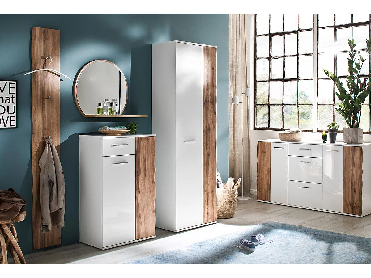 Vestiaire finition laquée coloris chêne wotan - Longueur 27 x Hauteur 196 x Pronfondeur 2 cm