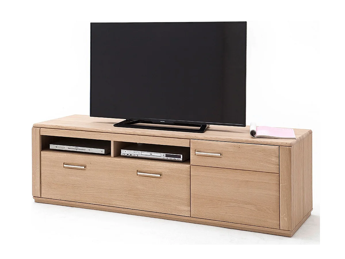 Meuble TV coloris chêne blanchi huilé - Longueur 179 x Hauteur 54 x Profondeur 51 cm