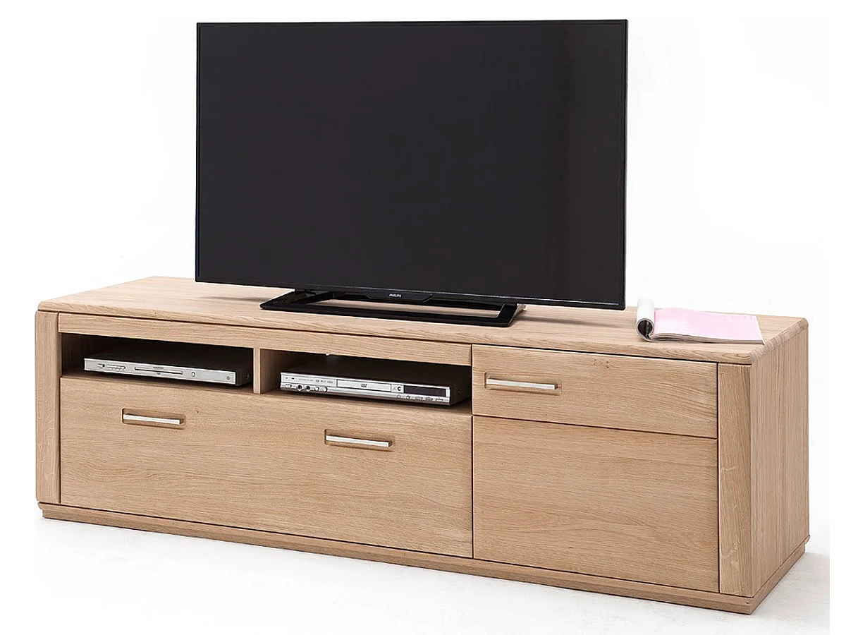 Meuble TV coloris chêne blanchi huilé - Longueur 179 x Hauteur 54 x Profondeur 51 cm