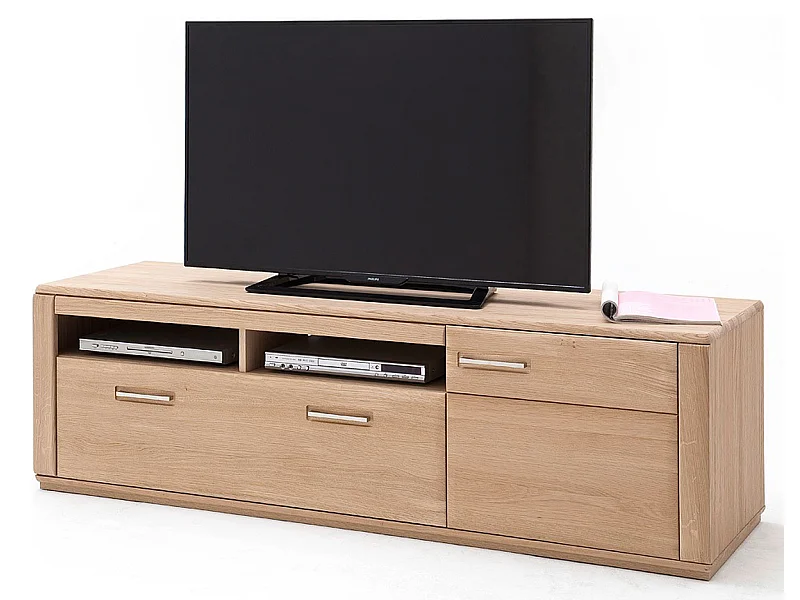 Meuble TV coloris chêne blanchi huilé - Longueur 179 x Hauteur 54 x Profondeur 51 cm