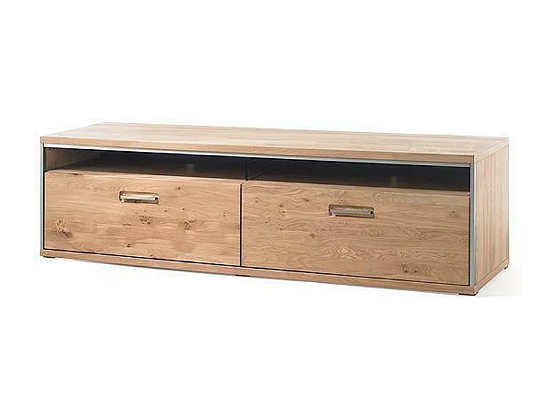 Meuble TV coloris chêne noueux bianco - Longueur 184 x Hauteur 51 x Profondeur 52 cm