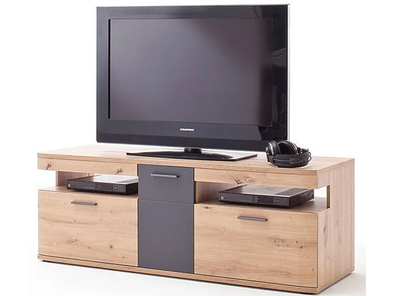 Meuble TV coloris chêne massif - Longueur 180 x Hauteur 55 x Profondeur 50 cm