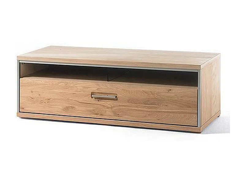 Meuble TV coloris chêne noueux bianco - Longueur 124 x Hauteur 51 x Profondeur 52 cm