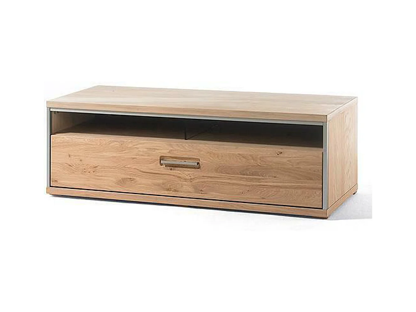 Meuble TV coloris chêne noueux bianco - Longueur 124 x Hauteur 51 x Profondeur 52 cm