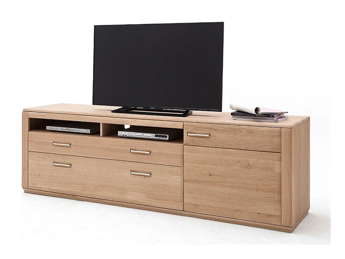 Meuble TV coloris chêne blanchi huilé - Longueur 223 x Hauteur 69 x Profondeur 51 cm