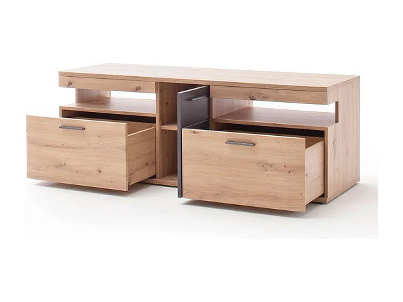 Meuble TV coloris chêne massif - Longueur 150 x Hauteur 55 x Profondeur 50 cm