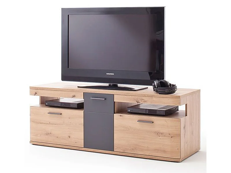 Meuble TV coloris chêne massif - Longueur 150 x Hauteur 55 x Profondeur 50 cm