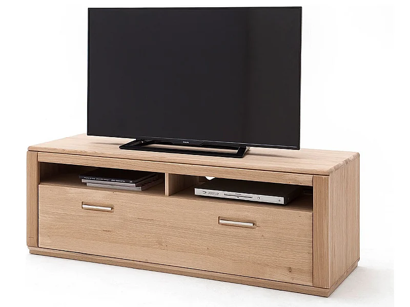 Meuble TV coloris chêne blanchi huilé - Longueur 153 x Hauteur 53 x Profondeur 51 cm