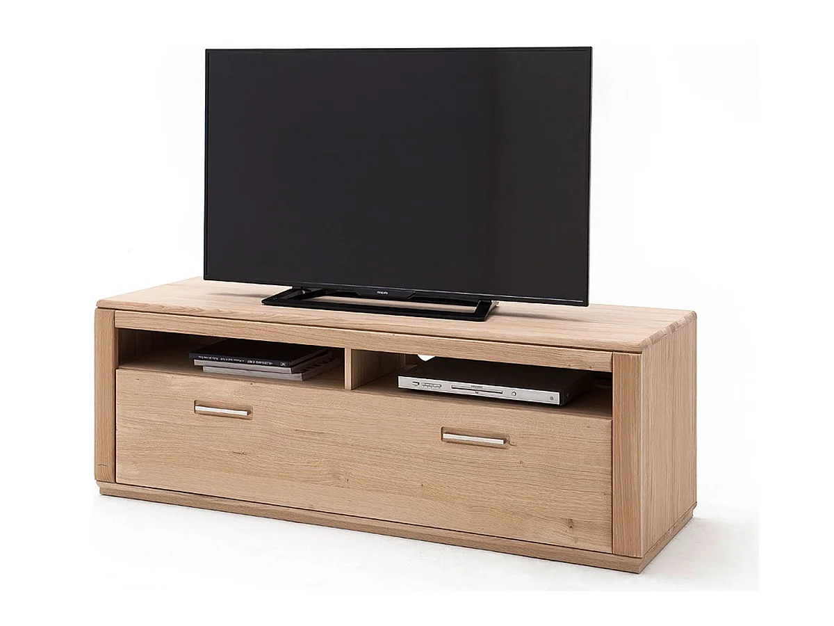 Meuble TV coloris chêne blanchi huilé - Longueur 153 x Hauteur 53 x Profondeur 51 cm