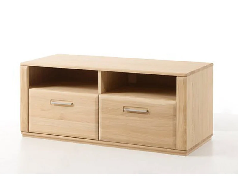 Meuble TV coloris chêne blanchi huilé - Longueur 124 x Hauteur 50 x Profondeur 51 cm