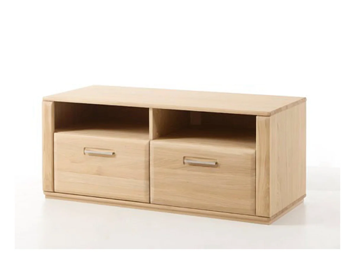 Meuble TV coloris chêne blanchi huilé - Longueur 124 x Hauteur 50 x Profondeur 51 cm