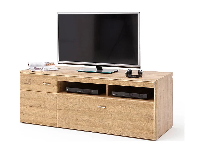 Meuble TV coloris imitation chêne grandson - Longueur 148 x Hauteur 55 x Profondeur 52 cm