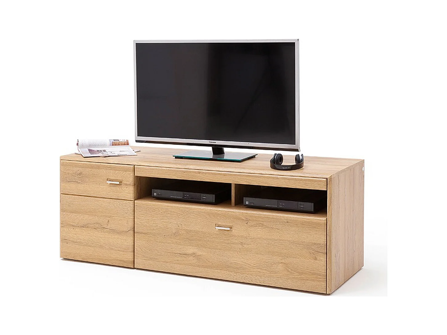 Meuble TV coloris imitation chêne grandson - Longueur 148 x Hauteur 55 x Profondeur 52 cm