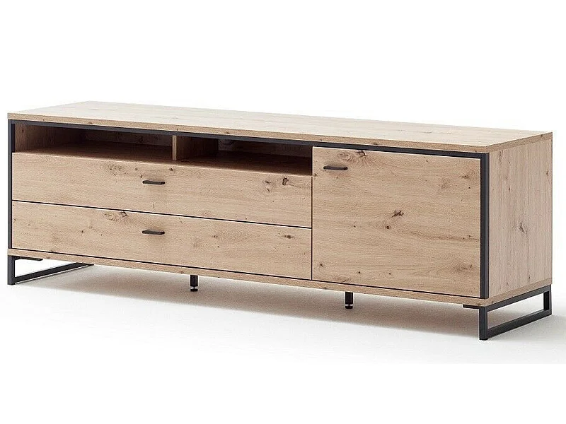 Meuble TV en chêne sombre - Longueur 183 x Hauteur 60 x Profondeur 50 cm