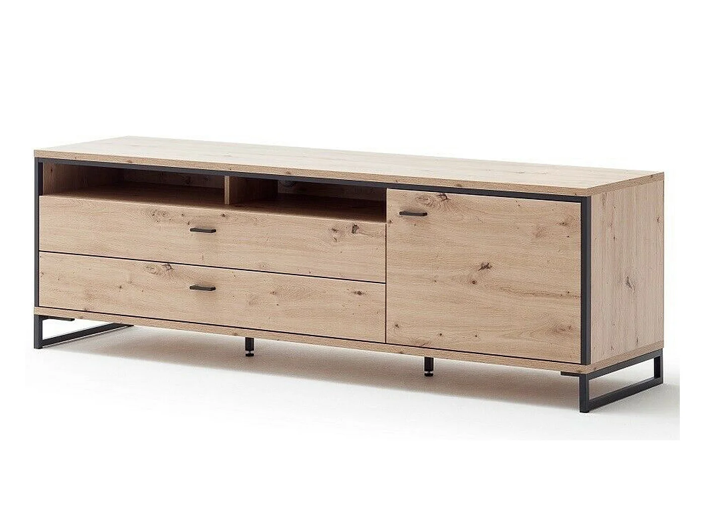 Meuble TV en chêne sombre - Longueur 183 x Hauteur 60 x Profondeur 50 cm