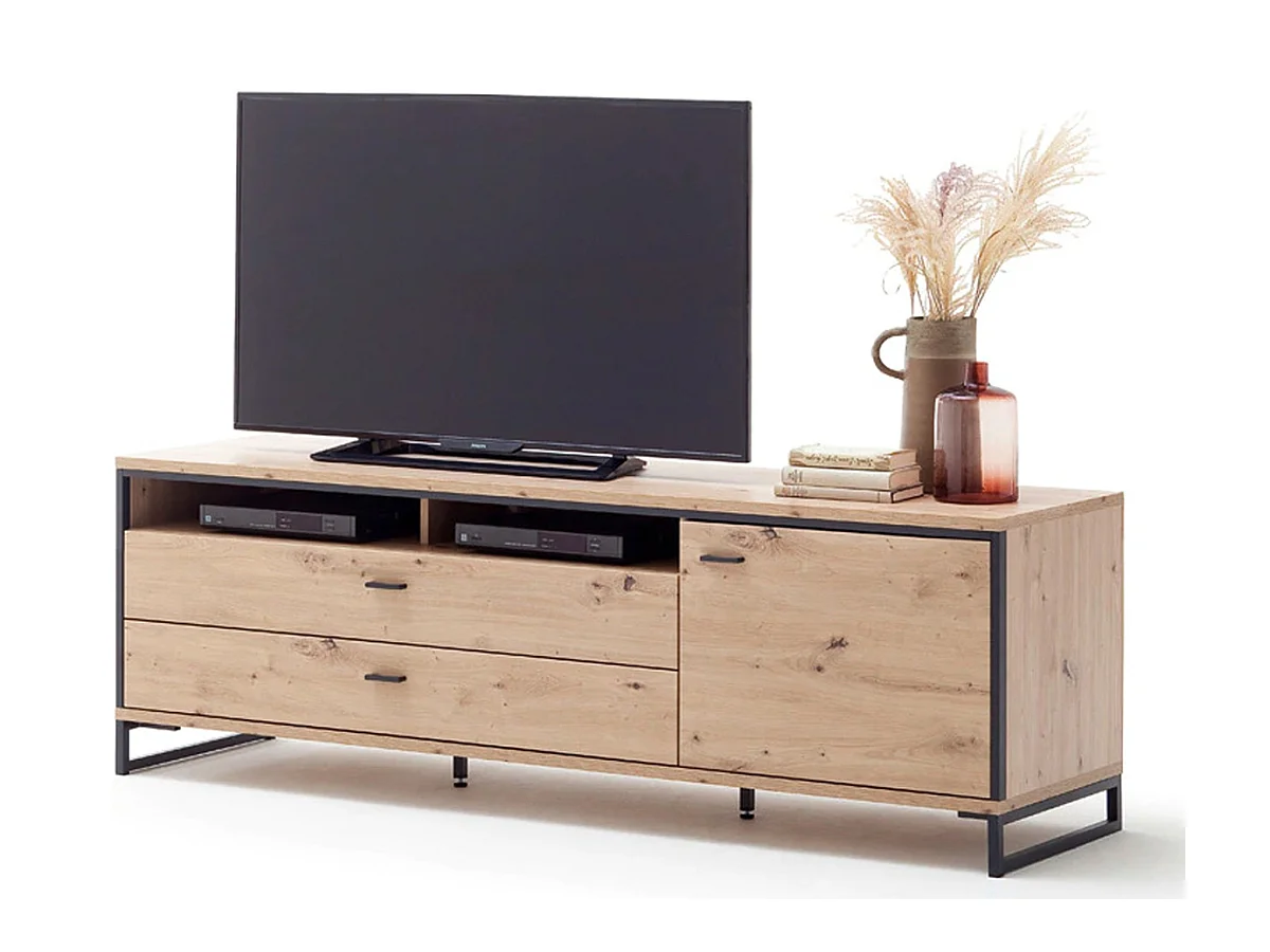 Meuble TV en chêne sombre - Longueur 183 x Hauteur 60 x Profondeur 50 cm