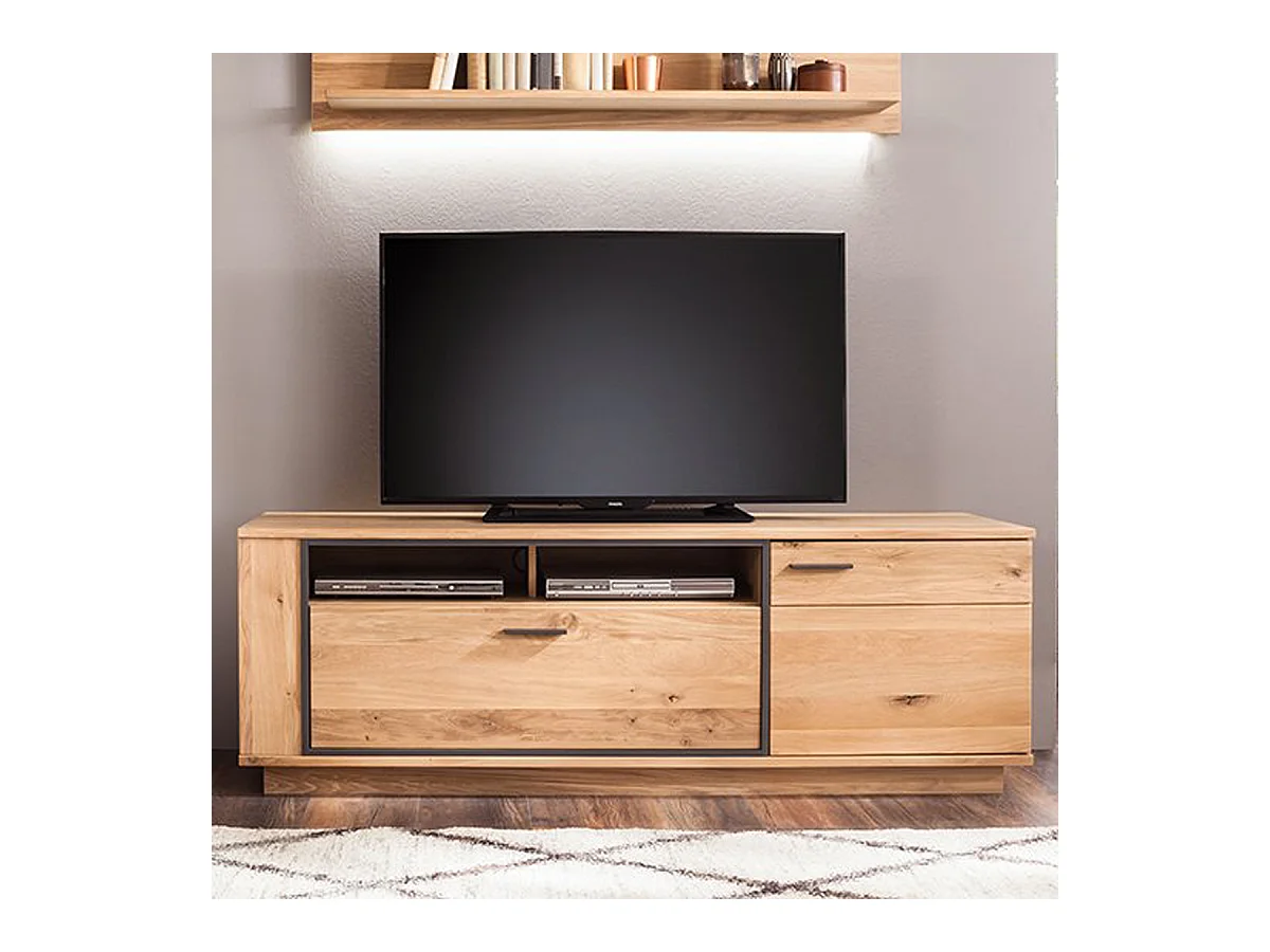 Meuble TV coloris chêne noueux - Longueur 180 x Hauteur 61 x Profondeur 50 cm