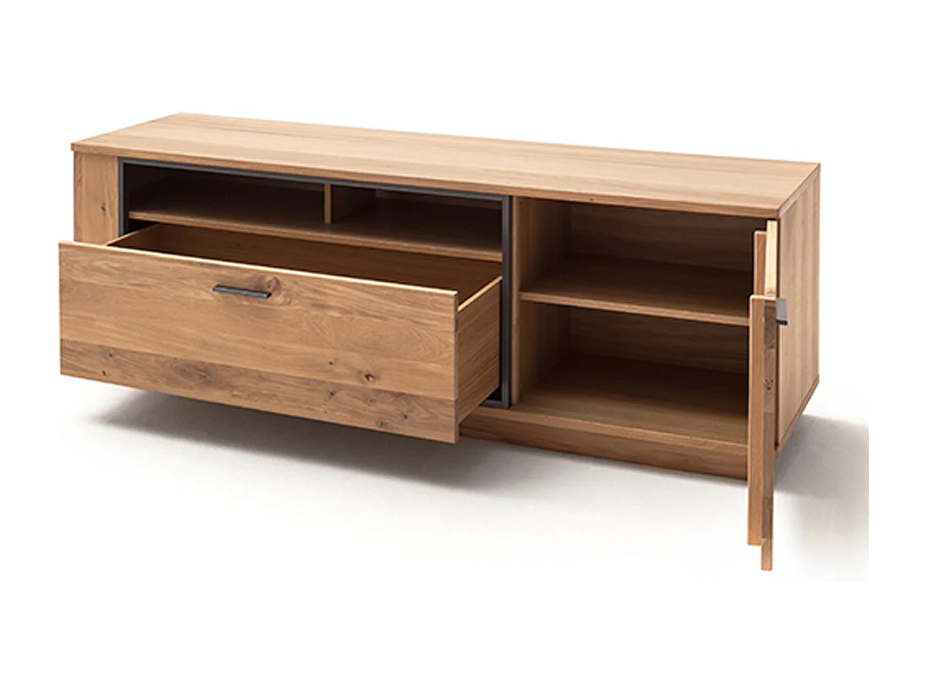 Meuble TV coloris chêne noueux - Longueur 180 x Hauteur 61 x Profondeur 50 cm