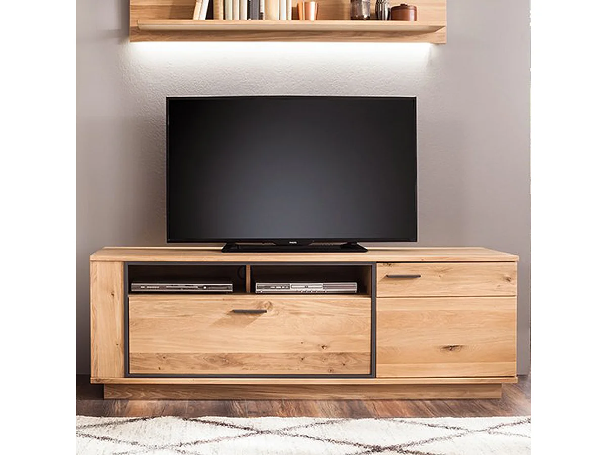 Meuble TV coloris chêne noueux - Longueur 180 x Hauteur 61 x Profondeur 50 cm