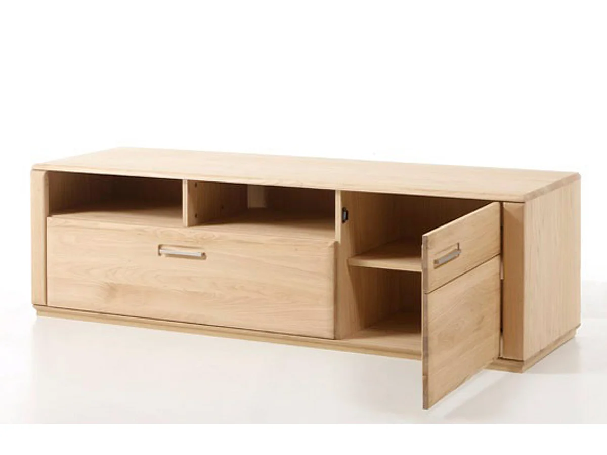 Meuble TV coloris chêne blanchi huilé - Longueur 179 x Hauteur 50 x Profondeur 51 cm