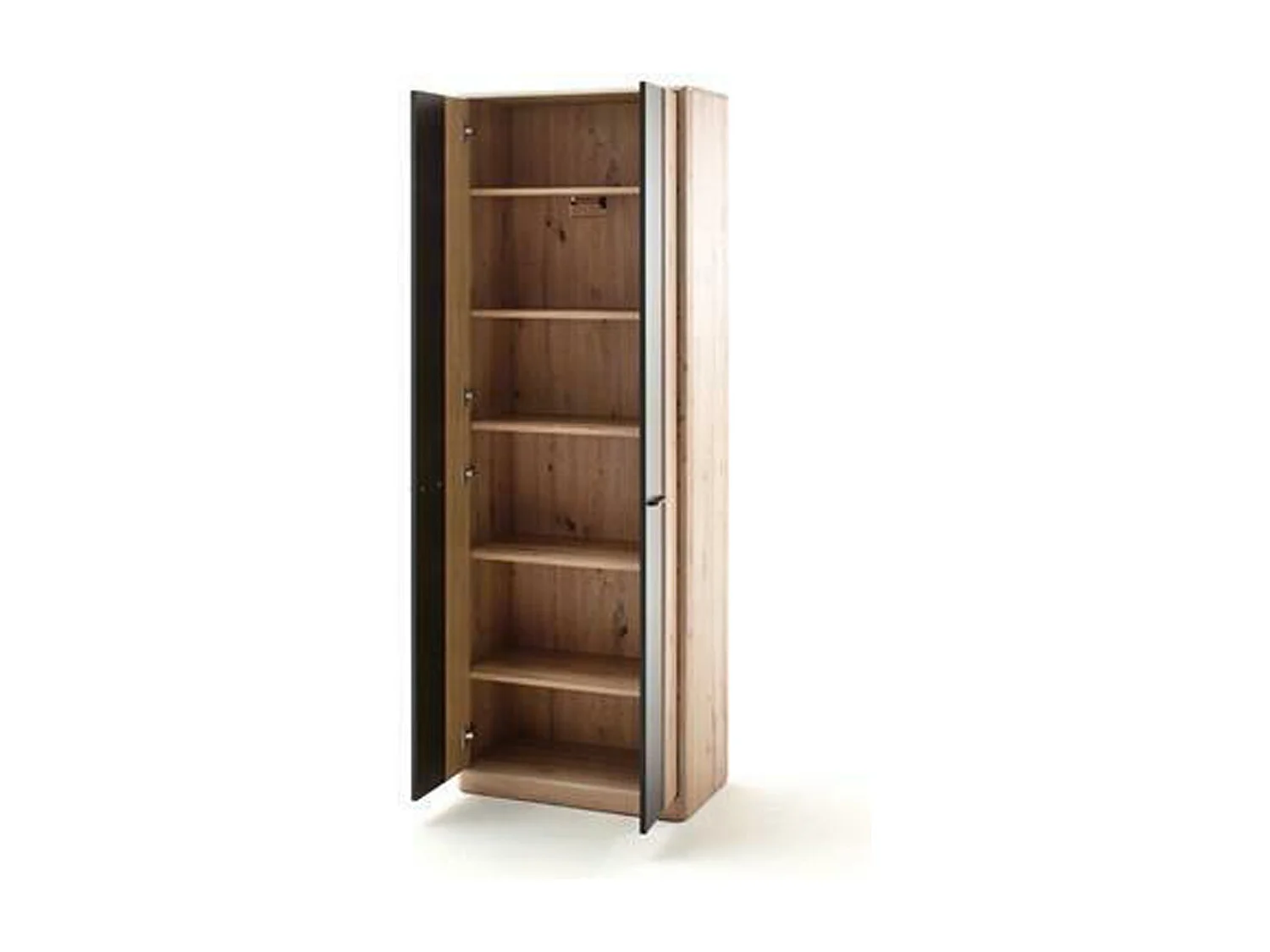 Armoire de rangement en bois coloris chêne / noir - L.69 x H.198 x P.39 cm