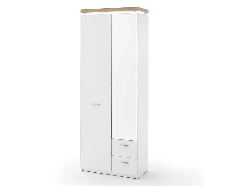 Armoire de rangement en bois coloris blanc avec LED - L.75 x H.201 x P.38 cm