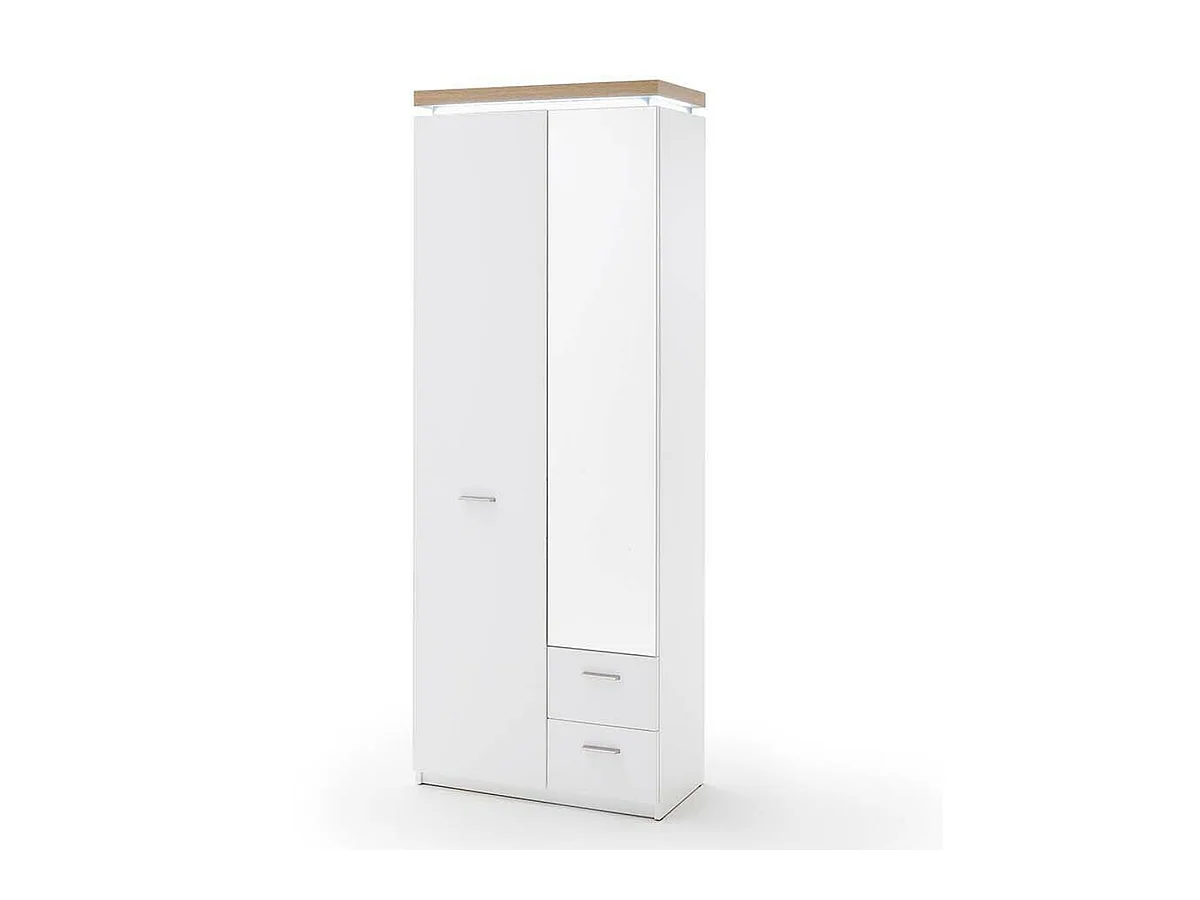 Armoire de rangement en bois coloris blanc avec LED - L.75 x H.201 x P.38 cm