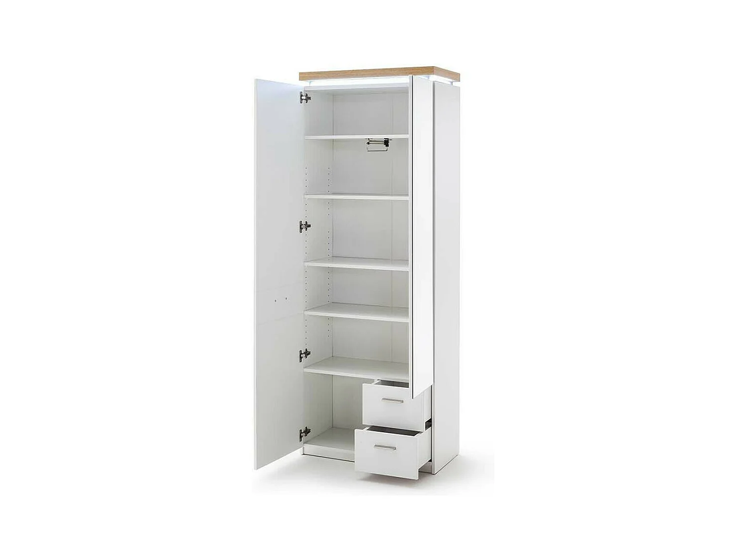 Armoire de rangement en bois coloris blanc avec LED - L.75 x H.201 x P.38 cm