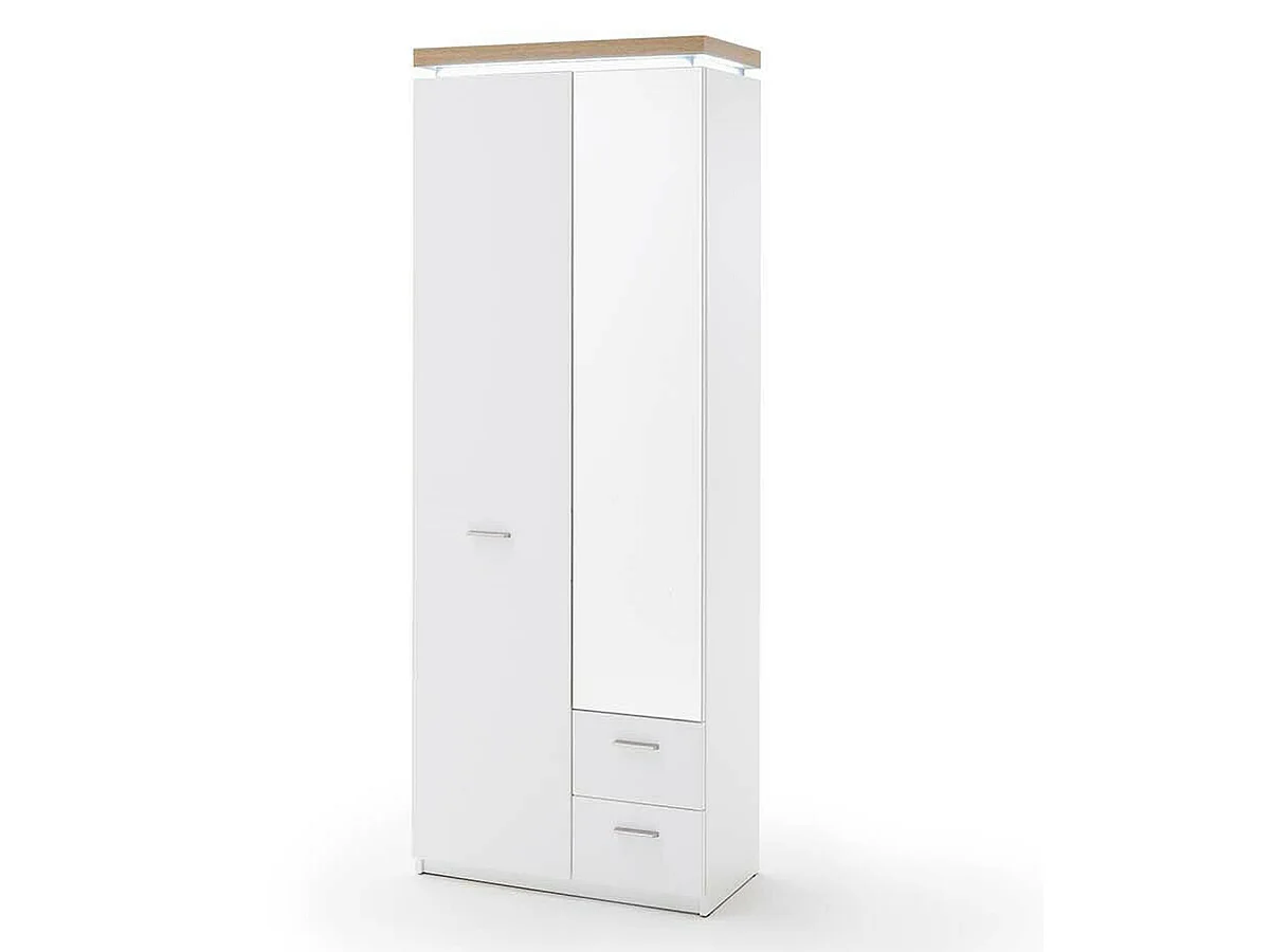 Armoire de rangement en bois coloris blanc avec LED - L.75 x H.201 x P.38 cm